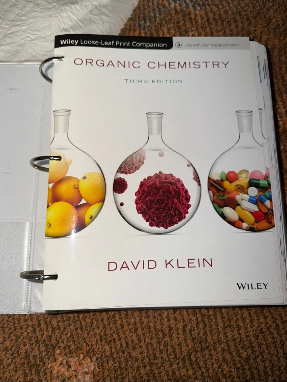Wiley Organic Chemistry Third Edition by David Klein-paperback (binder included)